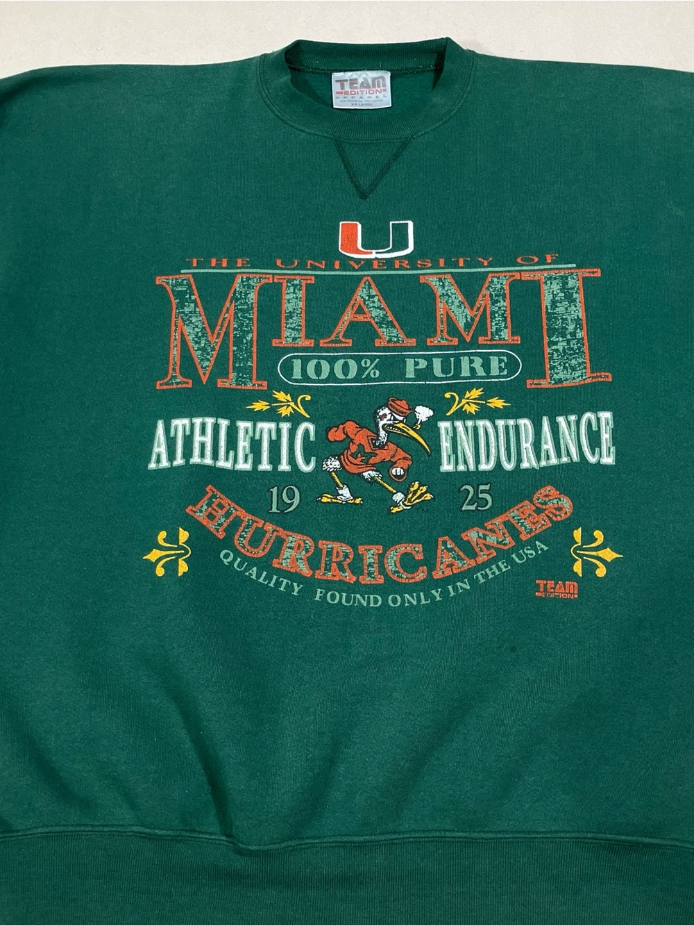 90’s Vintage University of Miami  'Hurricanes' Crewneck Sweatshirt